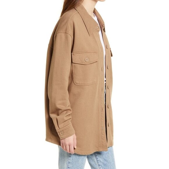 GSO235 Good American Cotton Fleece Shacket Shirt Jacket Size 1/2 - Picture 3 of 10